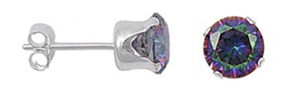 Sterling Silver Mystic Topaz Stud Earrings Cubic Zirconia Prong Set 3mm-10mm - Jewelryland.com