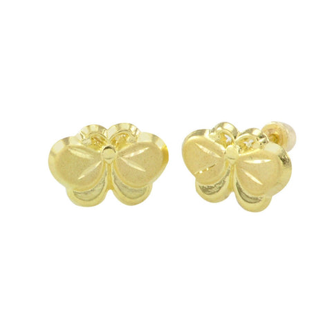 10k Yellow Gold Mini Butterfly Stud Earrings Screwbacks - 5mm Laser Cut Design - Jewelryland.com