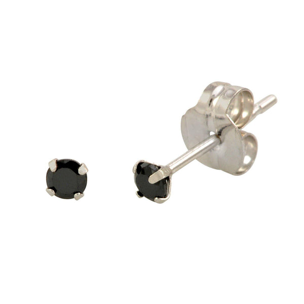 14k White Gold Black Cubic Zirconia Stud Earrings Round CZ - Jewelryland.com