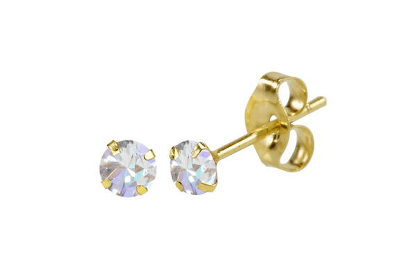 14k Yellow Gold Round CZ Cubic Zirconia Stud Earrings - Jewelryland.com