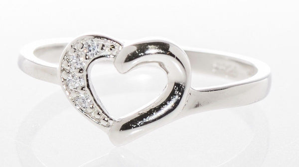 Sterling Silver Heart Ring CZ Cubic Zirconia High Polish - Jewelryland.com