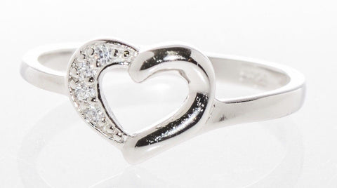 Sterling Silver Heart Ring CZ Cubic Zirconia High Polish - Jewelryland.com