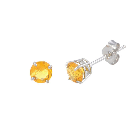 Citrine Stud Earrings November Birthstone 14k White Gold - Genuine Gemstone - Jewelryland.com