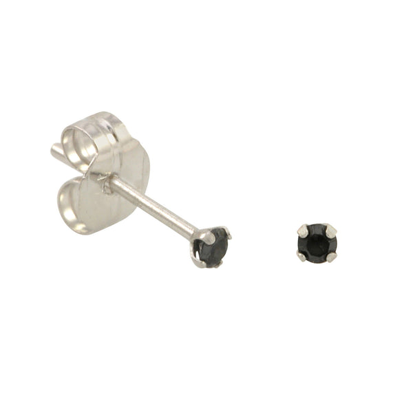 10k White Gold Black CZ Stud Earrings Cubic Zirconia Round Prong Set - Jewelryland.com