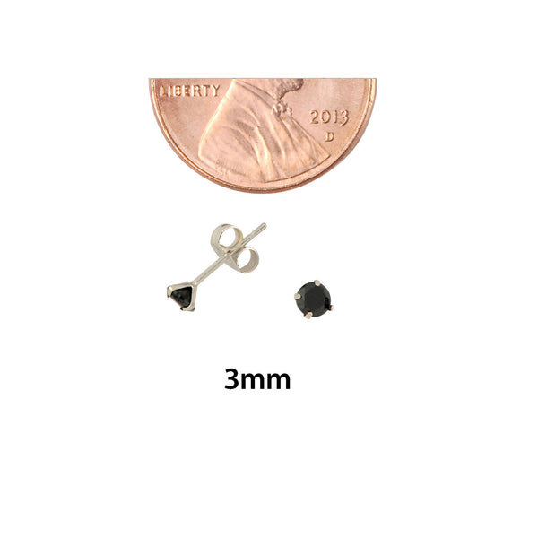 14k White Gold Round Black Cubic Zirconia CZ Stud Earrings - Jewelryland.com