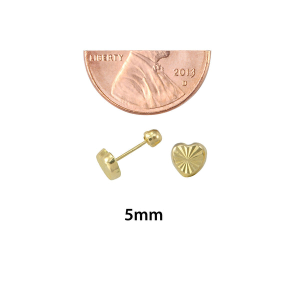 Heart Stud Earrings 10k Yellow Gold Laser Cut with Screwbacks 5mm - Jewelryland.com