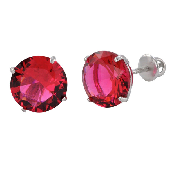 Sterling Silver Ruby CZ Cubic Zirconia Screwback Earrings - Jewelryland.com