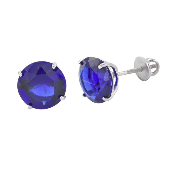 Sterling Silver Sapphire Cubic Zirconia Earrings Screwback CZs - Jewelryland.com