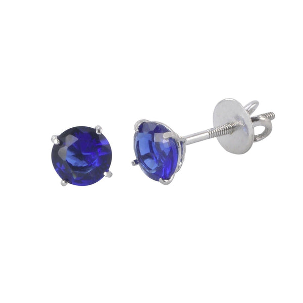 Sterling Silver Sapphire Cubic Zirconia Earrings Screwback CZs - Jewelryland.com