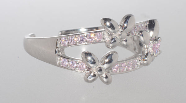 925 Sterling Silver Pink Butterfly Toe Ring - Jewelryland.com