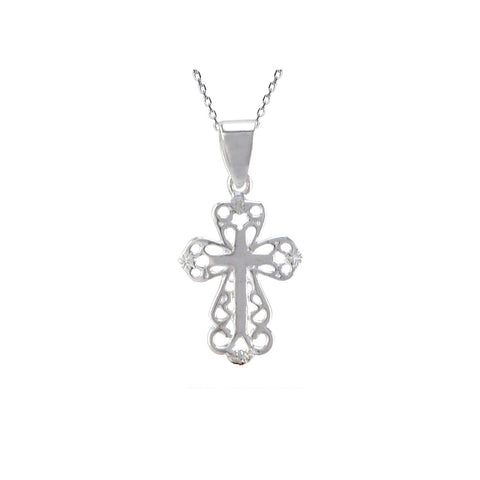 Sterling Silver Ornate Celtic Cross Pendant Necklace
