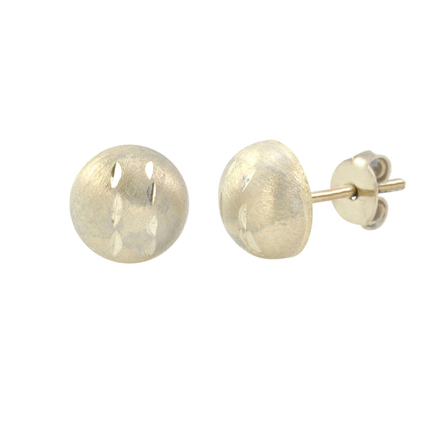 10k White Gold Half Ball Stud Earrings Matte Finish Laser Cut 4mm-7mm Pushbacks - Jewelryland.com