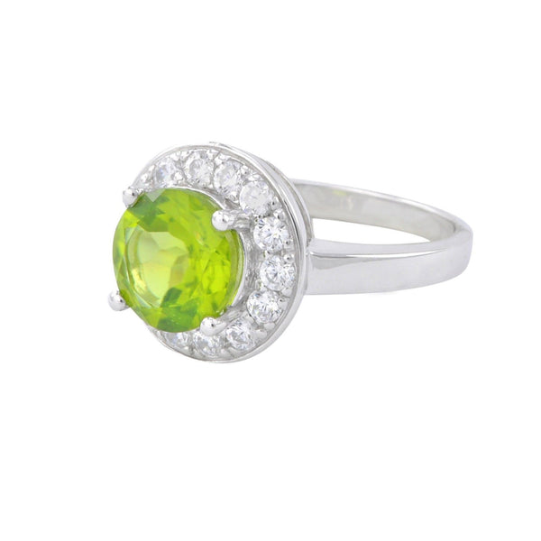 925 Sterling Silver Ring Genuine Peridot with CZ Cubic Zirconia Accents - Jewelryland.com
