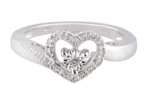 Sterling Silver .10 ct Diamond Heart Ring Size 7.5