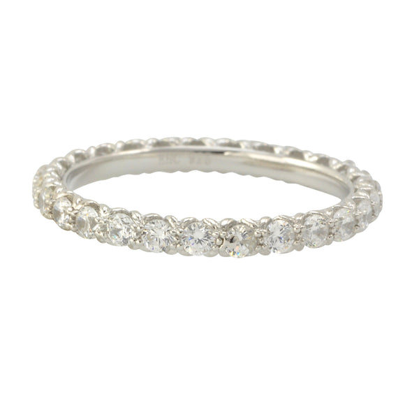 Sterling Silver Cubic Zirconia Ring Stackable Round White CZ Stones - 2.5mm Wide - Jewelryland.com