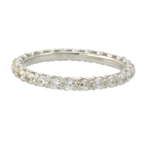 Sterling Silver Cubic Zirconia Ring Stackable Round White CZ Stones - 2.5mm Wide - Jewelryland.com