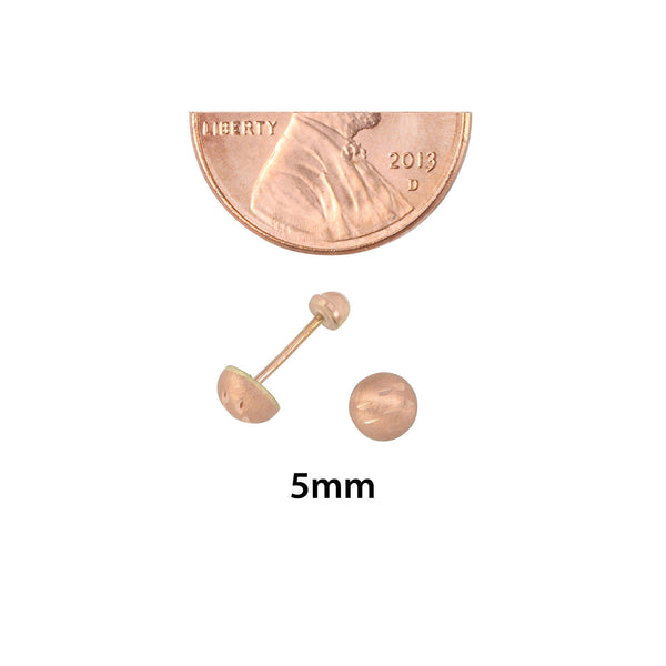 10k Rose Gold Half Ball Screwback Stud Earrings Matte Finish Laser Cut 4mm-7mm - Jewelryland.com
