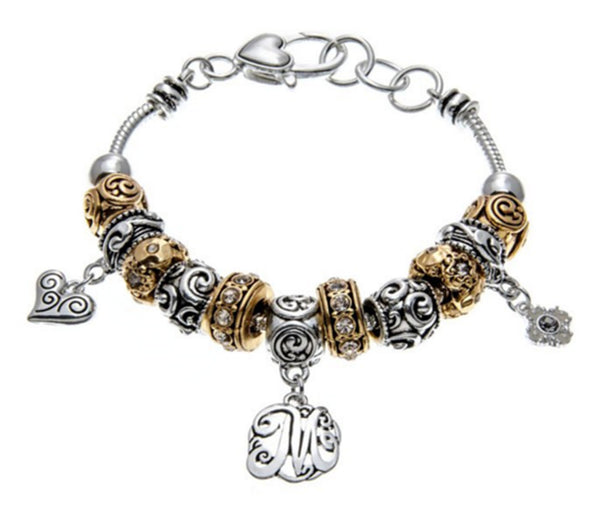 Letter M Monogram Initial Charm Bracelet - Jewelryland.com