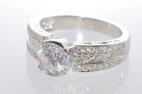 925 Sterling Silver Cubic Zirconia Ring 1.5ct 7mm x 8mm Oval Shaped Stone - Jewelryland.com