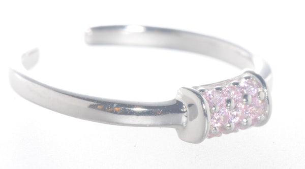 925 Sterling Silver Toe Ring Pink CZ Cubic Zirconia Cluster - Jewelryland.com
