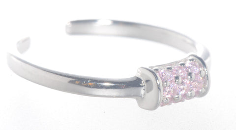925 Sterling Silver Toe Ring Pink CZ Cubic Zirconia Cluster - Jewelryland.com