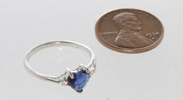 Heart CZ Ring .925 Sterling Silver Blue Sapphire Cubic Zirconia - Jewelryland.com