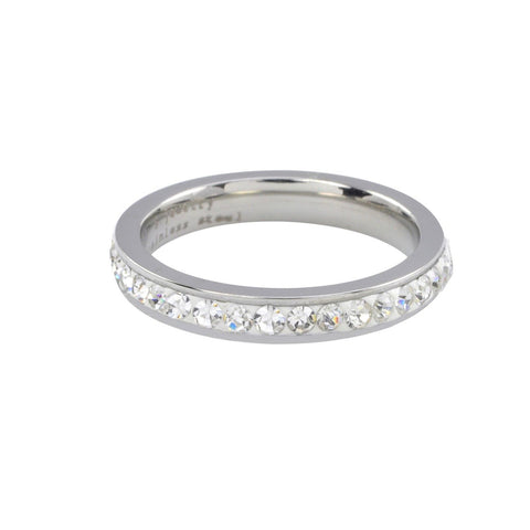 Stainless Steel White CZ Ring Stackable Band 4mm Cubic Zirconia - Jewelryland.com
