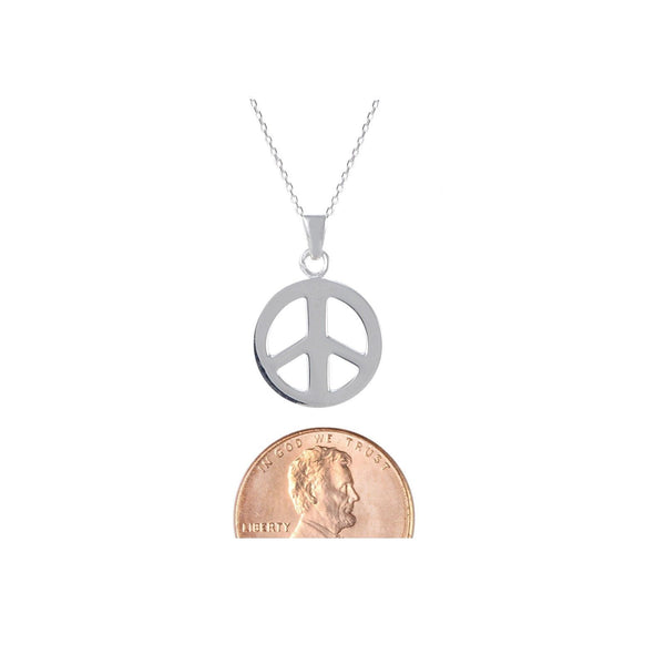 925 Sterling Silver Peace Sign Symbol Pendant Necklace - Jewelryland.com