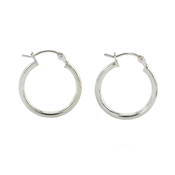 Sterling Silver Hoop Earrings High Polish Latch Closure 18mm - Jewelryland.com