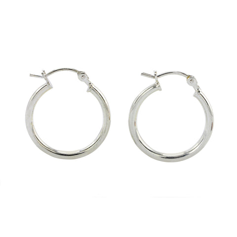 Sterling Silver Hoop Earrings High Polish Latch Closure 18mm - Jewelryland.com