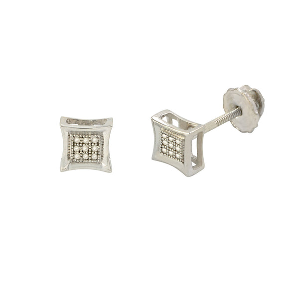 Sterling Silver Diamond Stud Earrings (.05 cttw, I-J, I2) 6mm x 6mm Kite Shape - Jewelryland.com