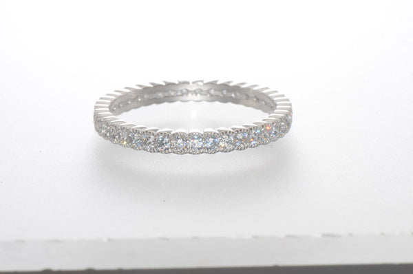 Elegant Sterling Silver Cubic Zirconia Eternity Ring 3mm Wide Band - Jewelryland.com
