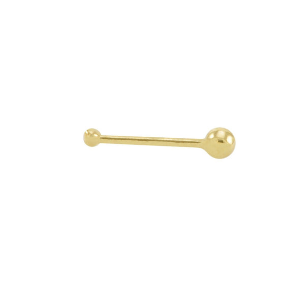 20G 14k Yellow Gold 2mm Ball Nose Stud Nose Bone - Jewelryland.com