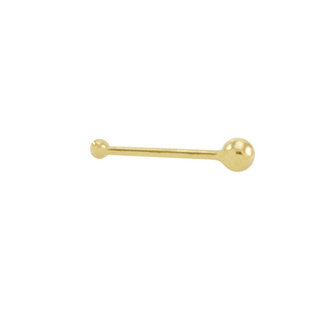 20G 14k Yellow Gold 2mm Ball Nose Stud Nose Bone - Jewelryland.com