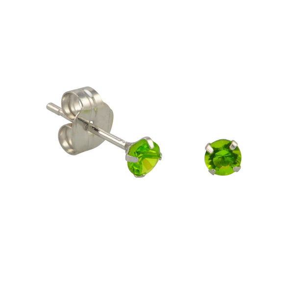 10k White Gold Peridot Green CZ Stud Earrings Cubic Zirconia Round Prong Set - Jewelryland.com