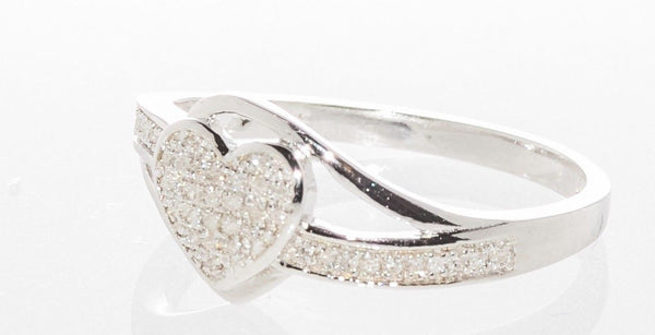Diamond Heart Ring .15ct Sterling Silver, Size 7.25 - Jewelryland.com