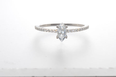 Sterling Silver Marquise CZ Ring Cubic Zirconia Stone with Accent Stones - Jewelryland.com