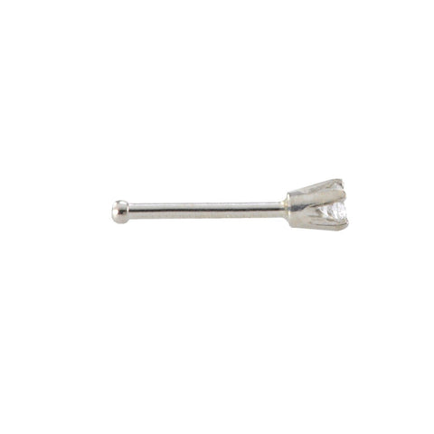 14k White Gold .02 ct Genuine Diamond Nose Stud 20g Nose Pin - Jewelryland.com