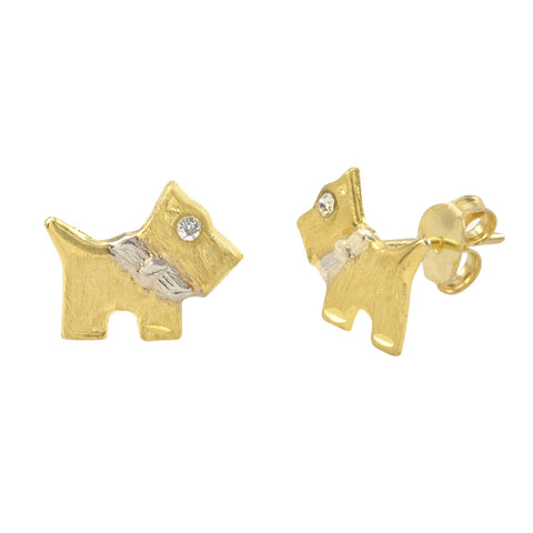 Dog Earrings 10k Yellow Gold with Pushbacks - Jewelryland.com