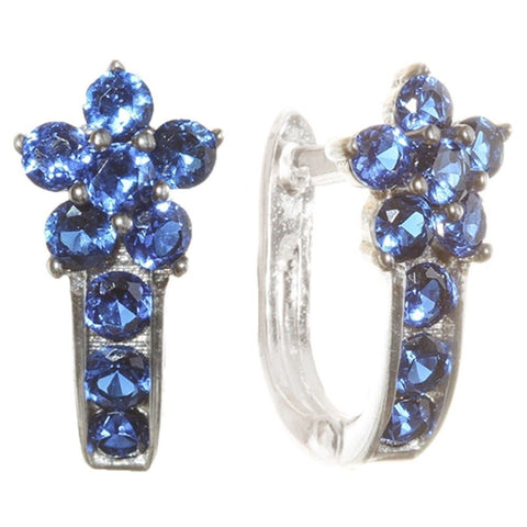 Leverback CZ Earrings Flower Sterling Silver - Many Colors Available - Jewelryland.com
