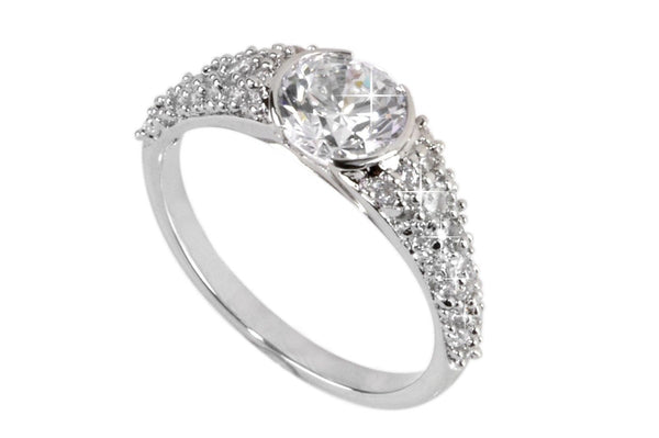 Sterling Silver 1.25ct Cubic Zirconia Ring 7mm Round CZ AAA Grade - Jewelryland.com