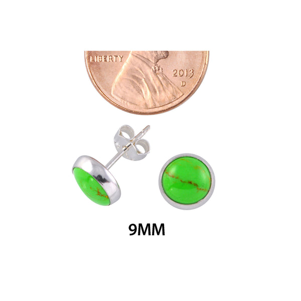 Sterling Silver Gemstone Earrings Gaspeite 9mm Round - Jewelryland.com