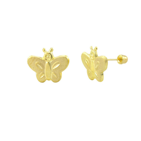 10k Gold Butterfly Stud Earrings Screwbacks - Laser Cut Design - Jewelryland.com