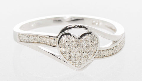 Diamond Heart Ring .15ct Sterling Silver, Size 7.25 - Jewelryland.com