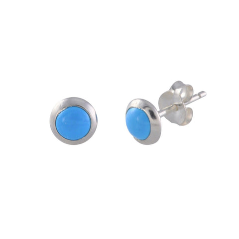 Larimar Gemstone Stud Earrings Sterling Silver 6mm Round - Jewelryland.com