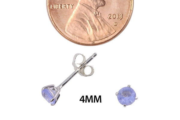 Round Lavender CZ Stud Earrings Sterling Silver BASKET - Jewelryland.com