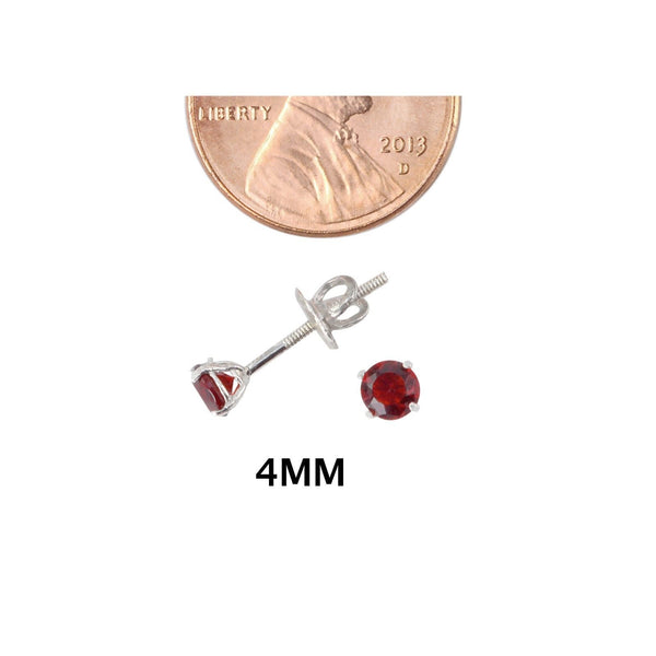 Sterling Silver Ruby CZ Cubic Zirconia Screwback Earrings - Jewelryland.com