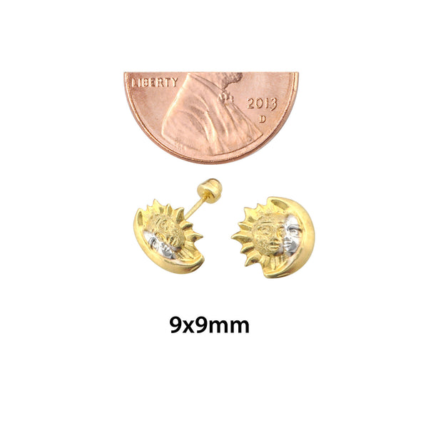 10k Gold Sun Moon Eclipse Stud Earrings with Screwbacks Two Tone - Jewelryland.com