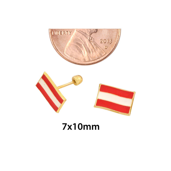 10k Yellow Gold Peru Flag Earrings with Screwbacks - Jewelryland.com