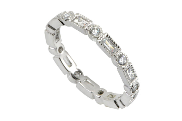 Womens Wedding Band CZ Ring 3mm .925 Sterling Silver - Jewelryland.com